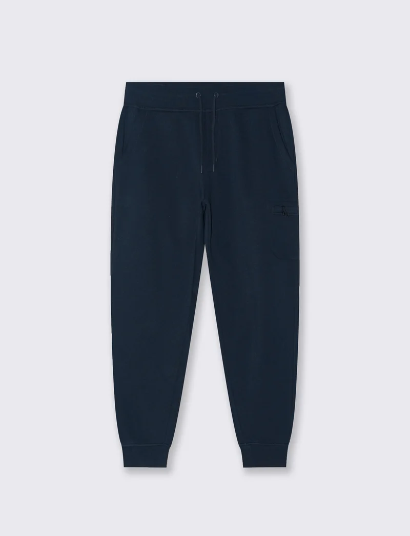 PANTALONI JOGGER IN FELPA CON TASCA LATERALE - Blu
